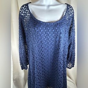 Dress barn, navy blue lace lined blouse, woman size 1X